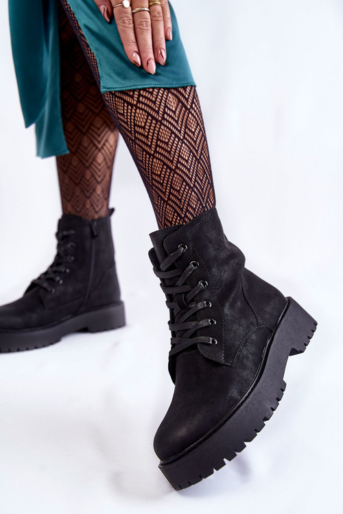 Чоботи жіночі на платформі чорні Randi