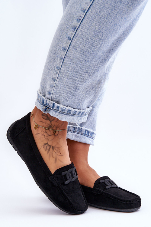 Жіночі стильні замшеві лофери Black Rabell