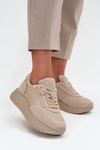 Шкіряні жіночі кросівки на платформі Artiker 55C0021 бежеві