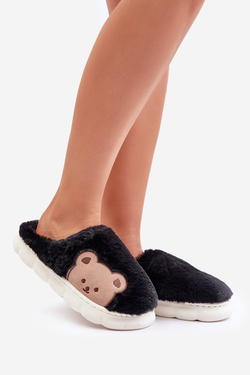 Пухнасті тапочки жіночі Ведмеді Чорні Firedi