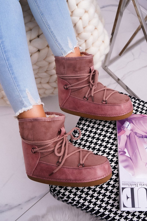 Жіночі зимові черевики флісові утеплені рожеві Veme