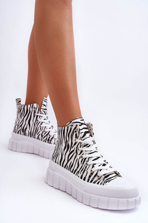Жіночі високі кросівки з зеброю, білі Florensi