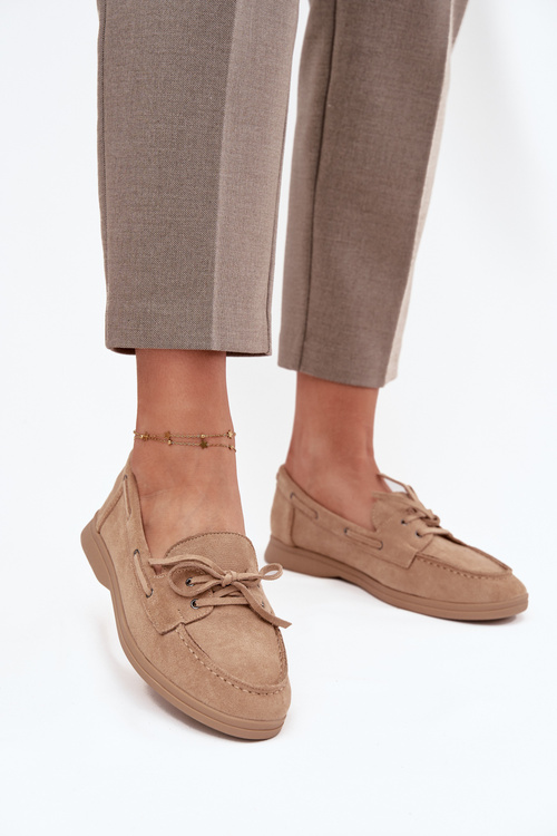 Жіночі Мокасини Плоскі Мокасини З Шнурком Бежеві Zalina
