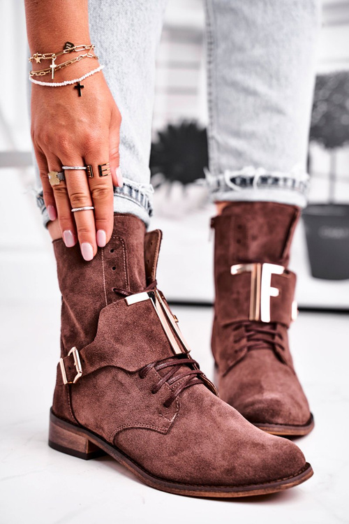 Жіночі замшеві чоботи коричневі Nicole 2591