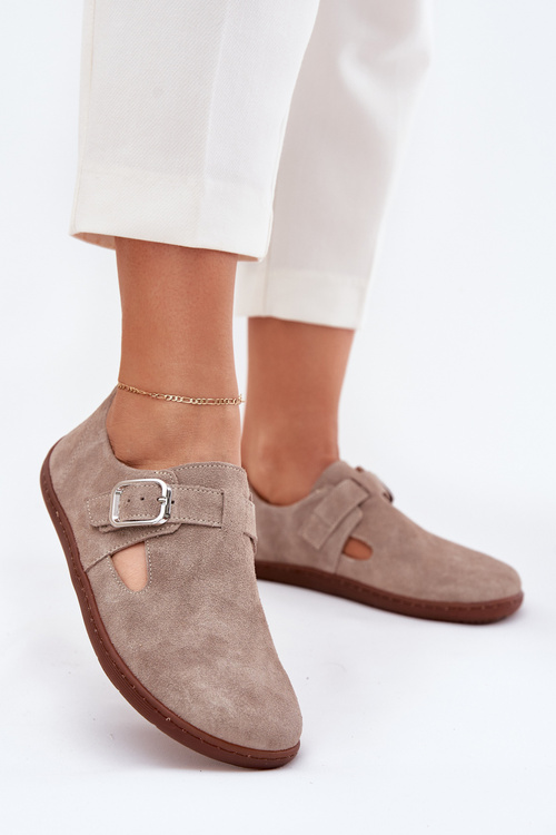 Замшеві Полуботи Barefoot Жіночі З Пряжкою Zazoo N1261 Бежеві