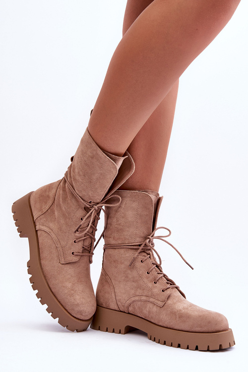 Замшеві ботильйони на плоскій підошві бежеві Jence