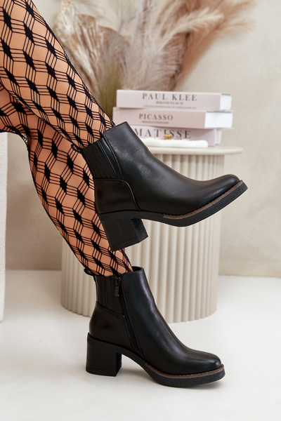 Утеплені жіночі чоботи на підборах Екошкіра Чорні Irittes