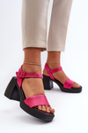 Zazoo 40386 Жіночі шкіряні босоніжки на підборах кольору фуксії