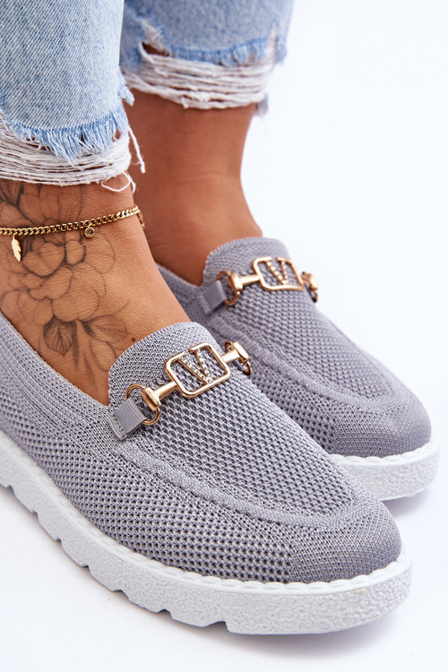 Жіночі сліпони з прикрасами сірі Alena