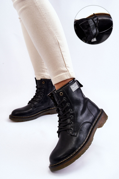 Жіночі шкіряні теплі черевики GOE II2N4053 Чорні