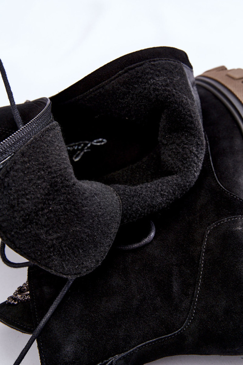 Жіночі замшеві теплі черевики Trapper Black Rehin