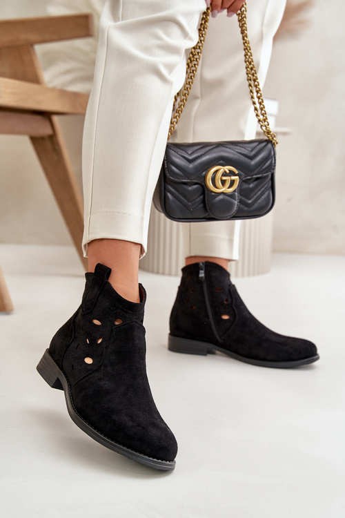 Жіночі ботильйони з вирізом на блискавці чорні S.Barski HY42-081