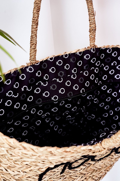 Плетена пляжна сумка шоппер NOBO XK0340 Бежево-чорна