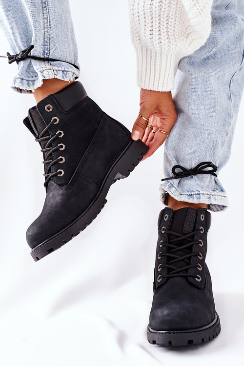 Жіночі шкіряні туристичні черевики Big Star II274446 Чорні