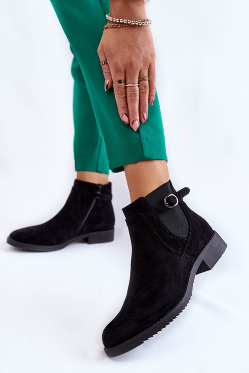 Жіночі теплі черевики замшеві Jodhpur Black Janette