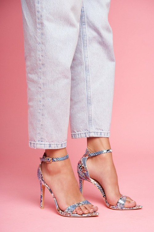 Сині босоніжки Lu Boo зі зміїною шкірою на шпильці