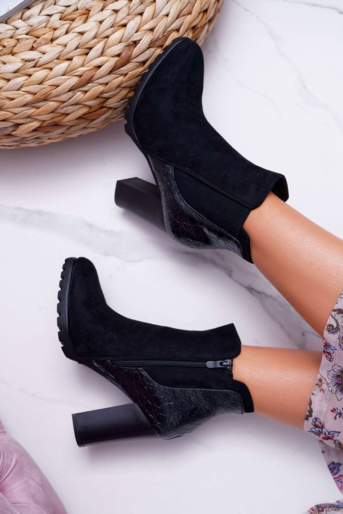 Чоботи жіночі на підборах чорні Mondego