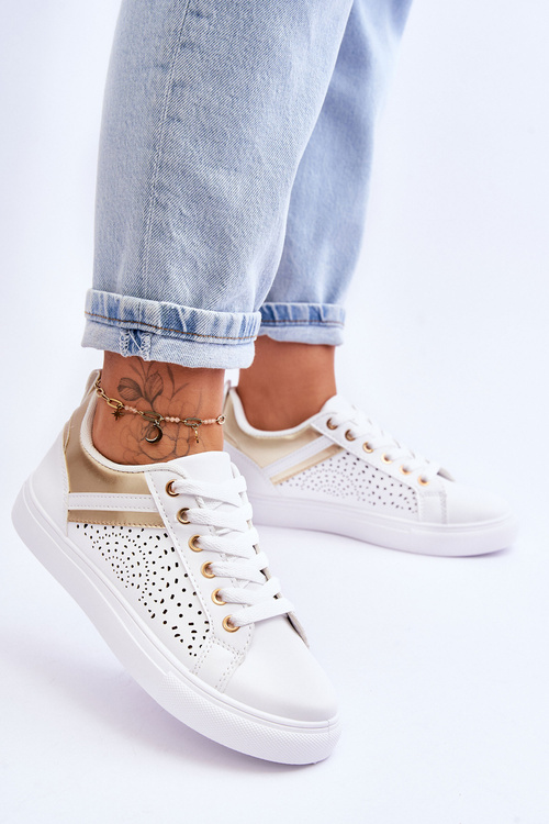 Класичне спортивне взуття з ажурним візерунком Біло-Золотий Веселий