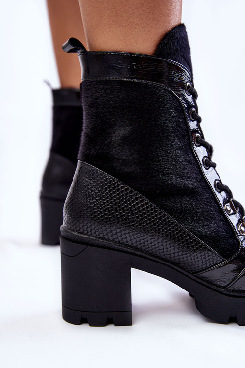 Чоботи жіночі шкіряні на підборах La.Fi 260063B-LA Чорні