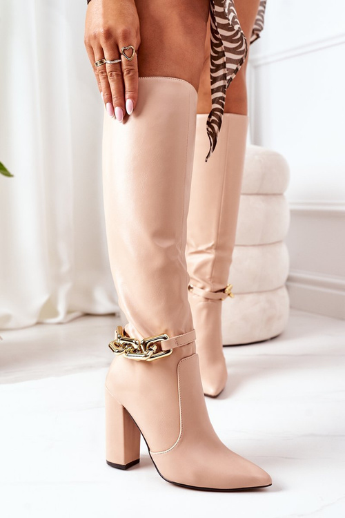 Утеплені чоботи з гострим носком і ланцюжком голі Franti