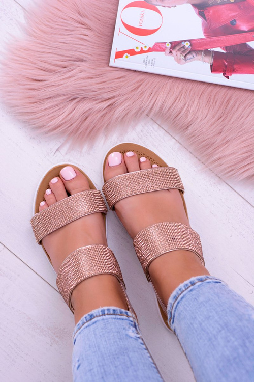 Ідеальні жіночі босоніжки кольору шампанського Lu Boo з цирконами