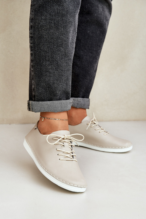 Шнуровані Черевики З Природної Шкіри D&A LR51-645 Бежеві