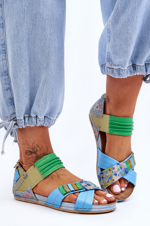 Шкіряні босоніжки зі шнурком Maciejka 03375 Сині