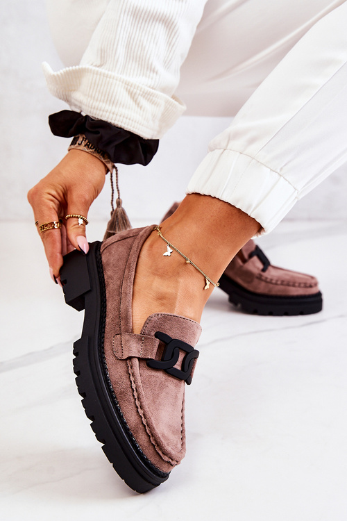 Замшеві лофери з декором La.Fi 210031TA-SU Cappucino