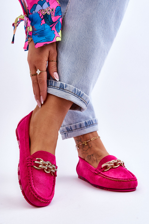 Жіночі замшеві лофери кольору Фуксія Соренто