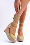 Зав'язані босоніжки на високій танкетці Green Lendy