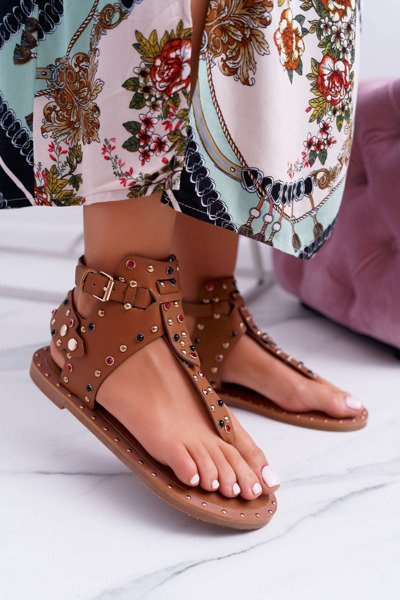 Сандалі Lu Boo Camel Rhinestone Flip Flop Flops