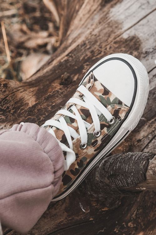 Дитячі високі кросівки на блискавці бежево-зелений Filemon