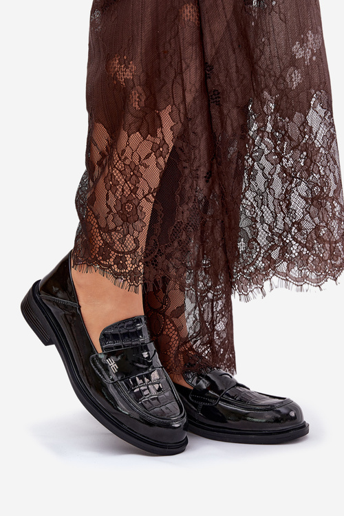 Лаковані Шкіряні Мокасини Жіночі Vinceza 91125 Чорні