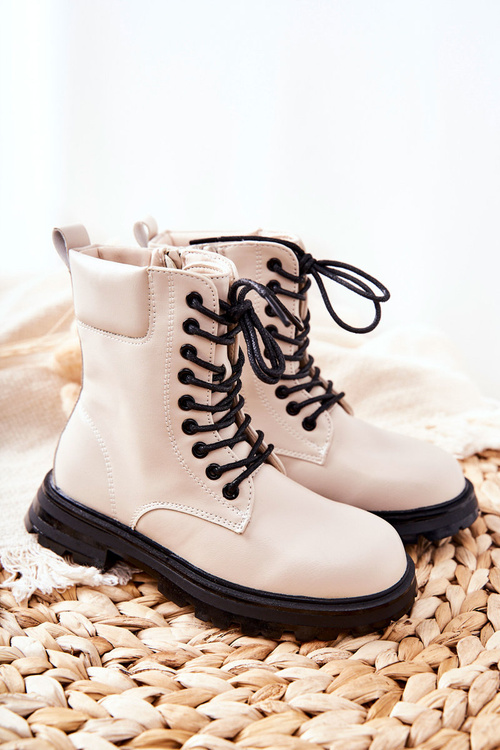 Класичні дитячі чоботи на блискавці бежеві Кларіка