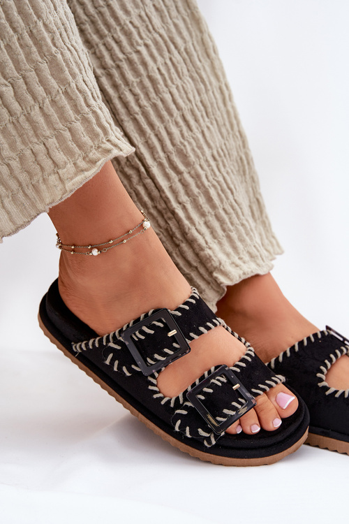 Жіночі Сандалі З Пряжками І Декоративним Швом Чорні Visley