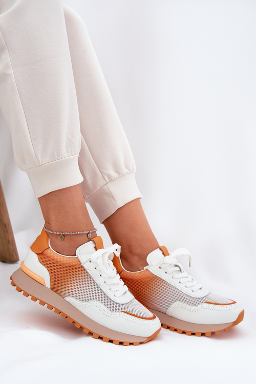Шкіряне Спортивне Взуття З Сіткою Жіноче Vinceza 66775 Помаранчеві