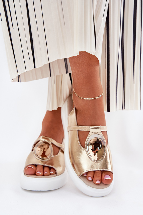 Шкіряні Елегантні Жіночі Сандалі S.Barski GR51-603 Золоті