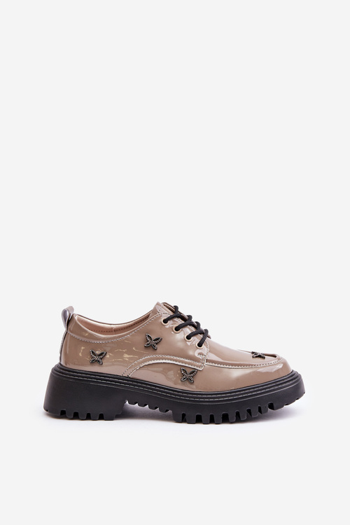 Лаковане жіноче взуття з декором натуральна шкіра бежеві Artiker 55C1010