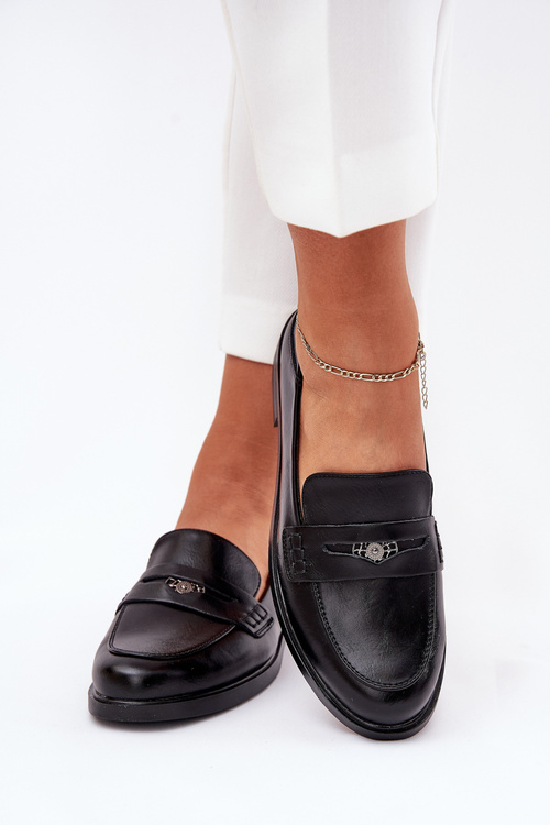 Елегантні Жіночі Мокасини З Природної Шкіри Чорні Vinceza 18100