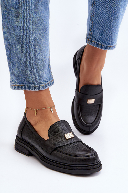 Чорні шкіряні жіночі мокасини Zazoo 20165