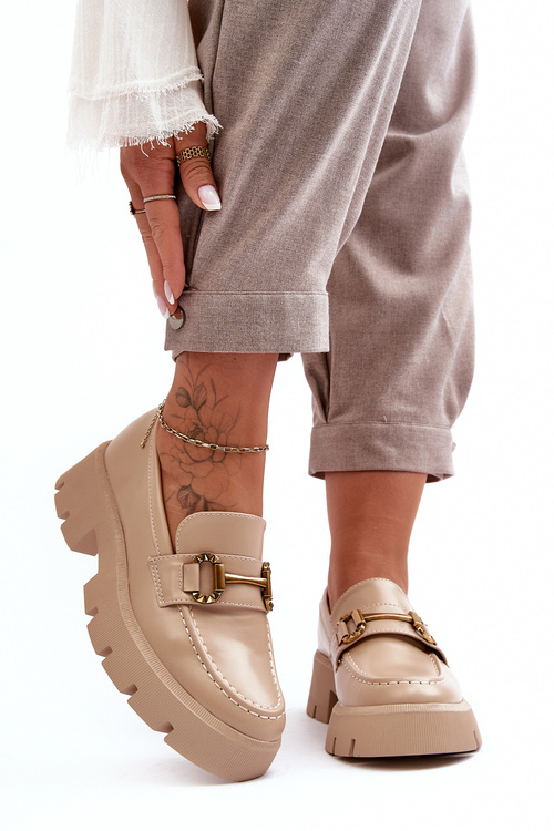 Жіночі лофери з орнаментом Beige Peuria