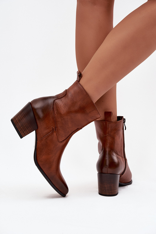 Шкіряні Чоботи На Каблуці Zazoo 60565 Коричневі