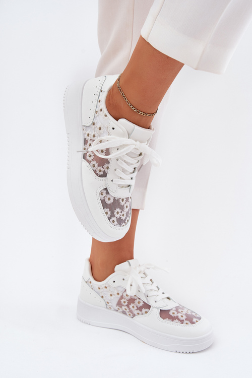 Сітчасті Жіночі Кросівки Ромашки Білі Jenithra