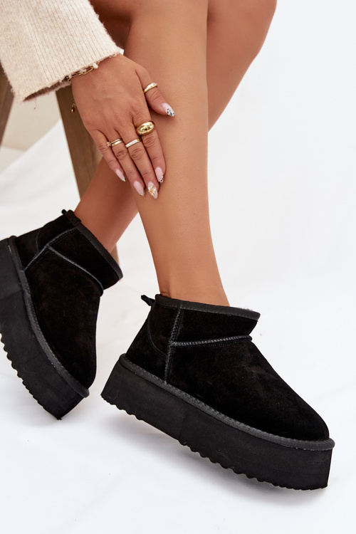 Жіночі зимові черевики з натуральної замші чорні Mairene