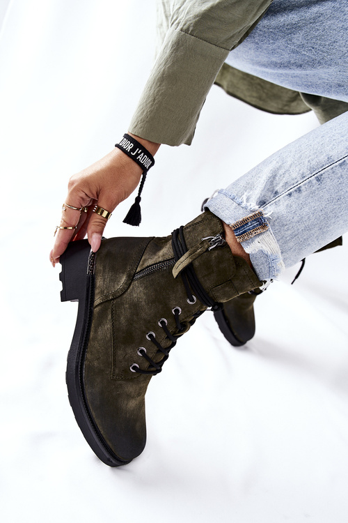 Високі чоботи робочі з повзунками зеленого кольору Maisa