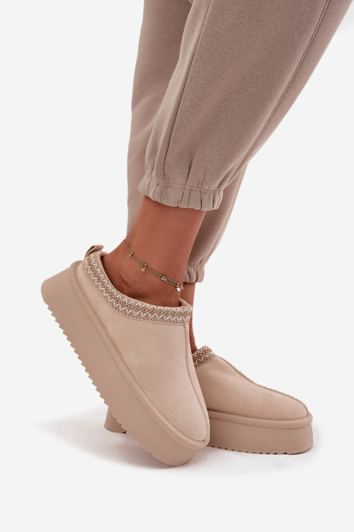 Жіночі зимові черевики з вишивкою світло бежеві Pristina