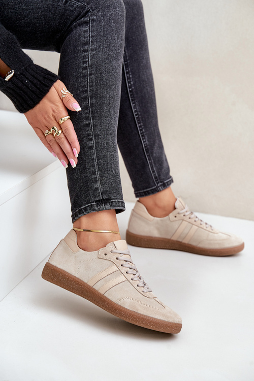 Низькі замшеві жіночі кросівки бежеві Zazoo N1068