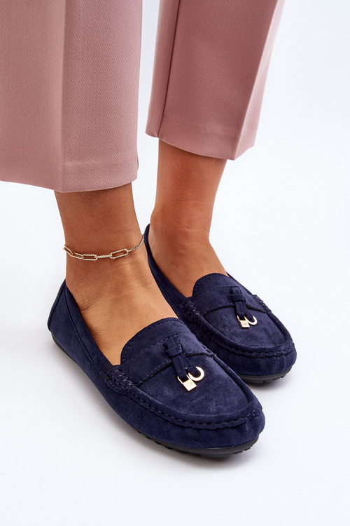 Жіночі темно-сині класичні замшеві мокасини Ontala