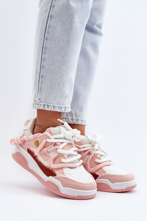 Жіночі кросівки з масивною шнурівкою рожевого кольору Miatora