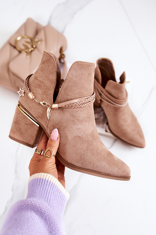 Замшеві ковбойські чоботи в смужку Темно-бежеві Inessa